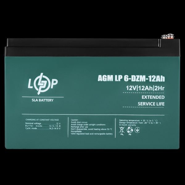 Тяговий олив'яно-кислотний акумулятор LP 6-DZM-12 Ah &mdash; під Болт М5
