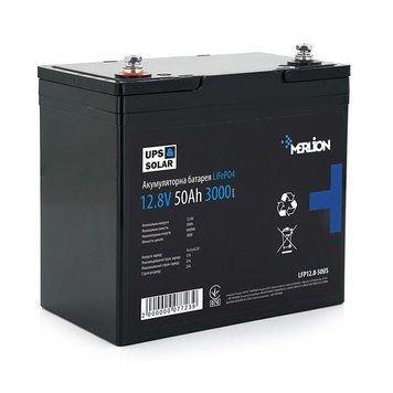 Літій-залізо-фосфатний акумулятор Merlion LiFePO4 12.8 V 50 AH (4S1P/BMS-50A), (229x138x205), 3000 циклів