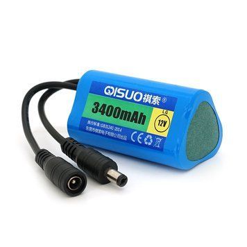 Акумуляторна батарея літієва QiSuo 12 V 3.4 A з елементами Li-ion LG 18650, DC5.5x2.1, (37x37x67mm)