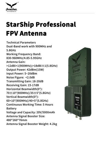 FPV Антена Avenge Angel V2 StarShip 900 МГц і 5.8 ГГц