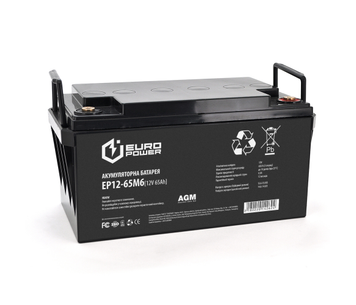 Акумуляторна батарея EUROPOWER AGM EP12-65M6 12 V 65 Ah ( 348 x 168 x 178) Black Q1/48