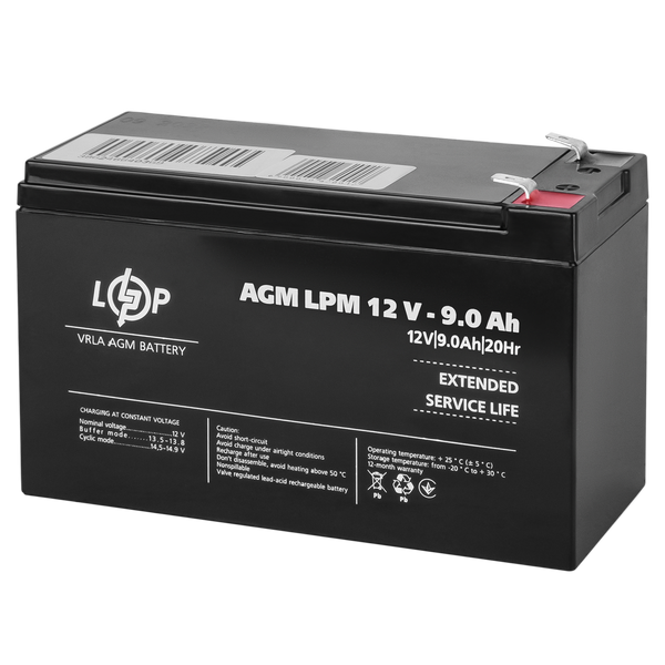 Акумулятор кислотний AGM LogicPower LPM 12 &mdash; 9,0 AH