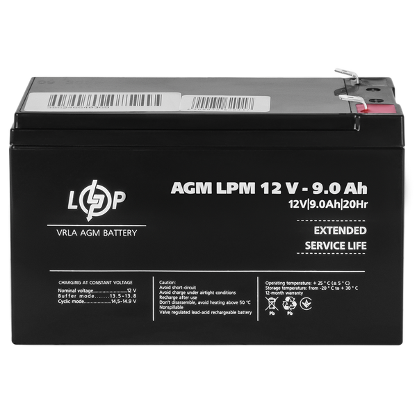 Акумулятор кислотний AGM LogicPower LPM 12 &mdash; 9,0 AH