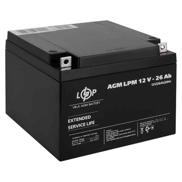 Акумулятор кислотний AGM LogicPower LPM 12 &mdash; 26 AH