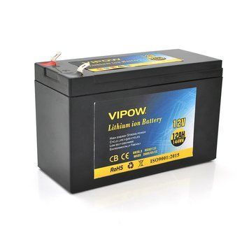 Акумуляторна батарея літієва Vipow 12 V 12 Ah з елементами Li-ion 18650 з вбудованою ВМS-платою, (3S6P)