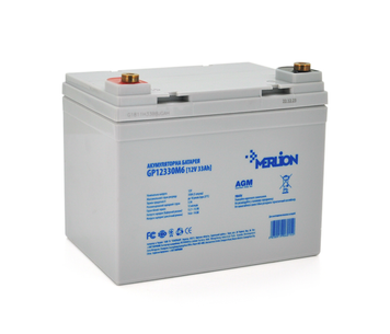 Акумуляторна батарея MERLION AGM GP12330M6 12 V 33 Ah ( 195 x 130 x 155 (165) White Q1