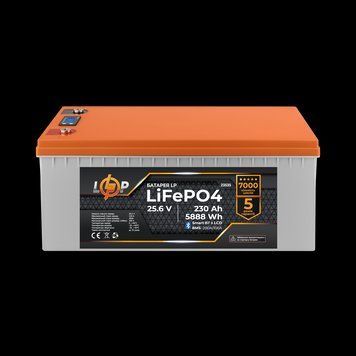 Акумулятор LP LiFePO4 25,6V &mdash; 230 Ah (5888Wh) (BMS 200A/100А) пластик LCD Smart BT