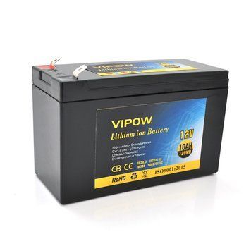 Акумуляторна батарея літієва Vipow 12 V 10 Ah з елементами Li-ion 18650 з вбудованою ВМS-платою, (3S5P)