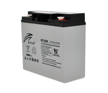 Акумуляторна батарея AGM RITAR RT12200, Gray Case, 12 V 20.0 Ah ( 181 х 77 х 167 ) Q4